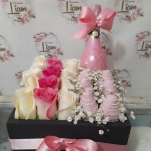 rosas con fresas chocolate bello